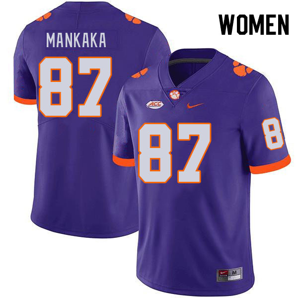 Women #87 Michael Mankaka Clemson Tigers College Football Jerseys Stitched-Purple - Click Image to Close